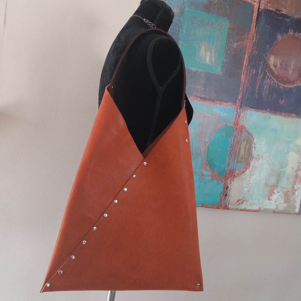 Stylish Saddle Tan Leather Hobo Bag w/Matching Card Wallet Handcrafted J.Monique - Picture 7 of 12